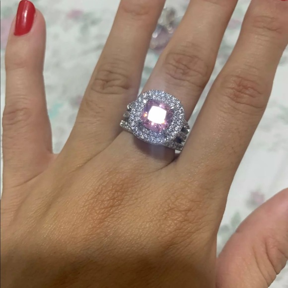 New Women’s Luxury 925 Silver Pink Sapphire Ring - Picture 3 of 4